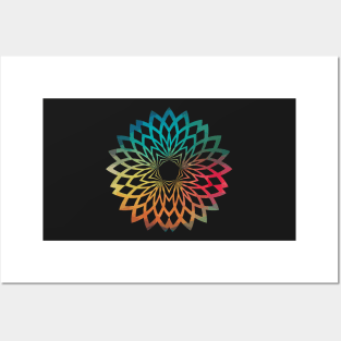 Rainbow abstract flower design 05 Posters and Art